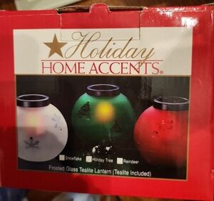 Holiday Home Accents Vintage Holiday Tree Frosted Glass Tealight Lantern